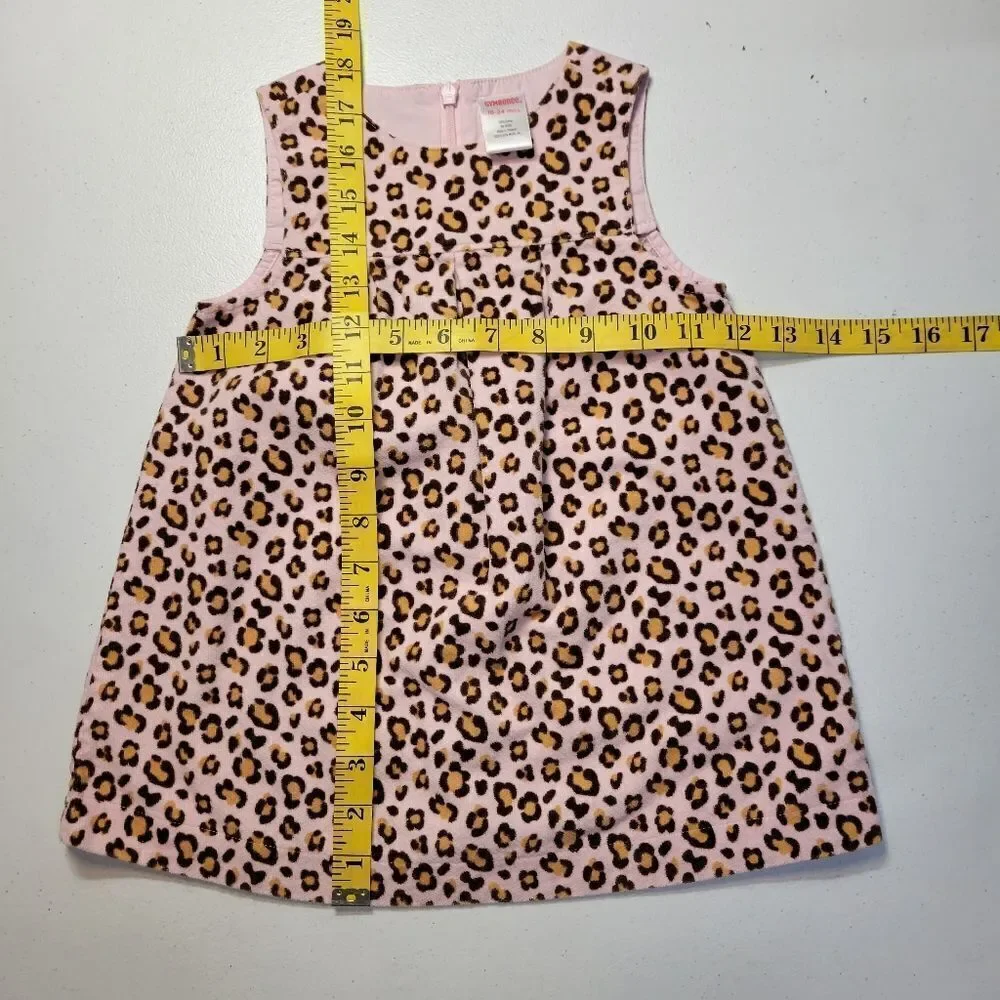 Gymboree Shift Dress Pink Leopard Velvet Cotton Girls Size Infant 18-24mo